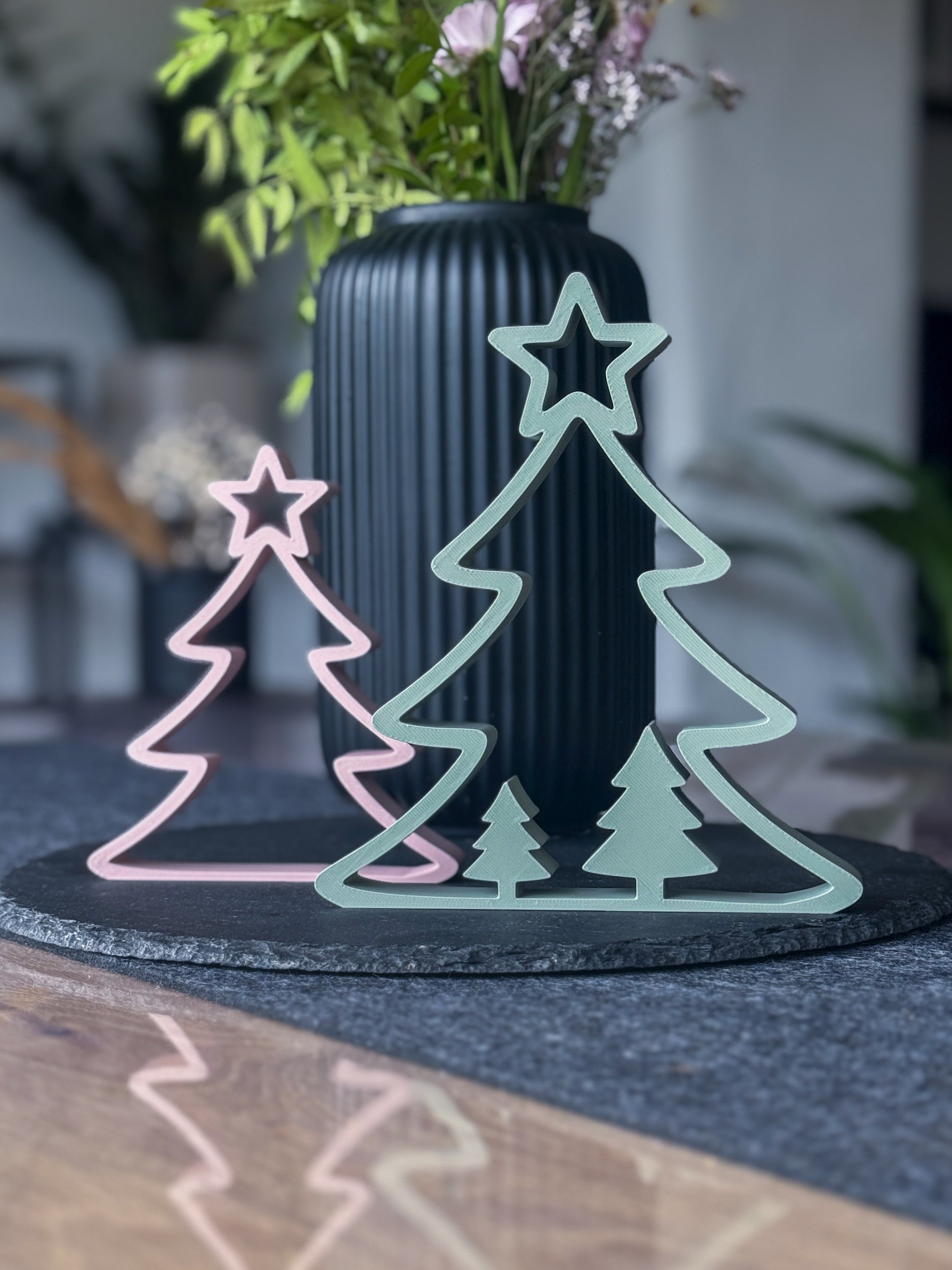 Weihnachtsbaum Deko Set aus PLA – 3D-gedrucktes 2er Set | Moderne Weihnachtsdeko, nachhaltige Geschenkidee