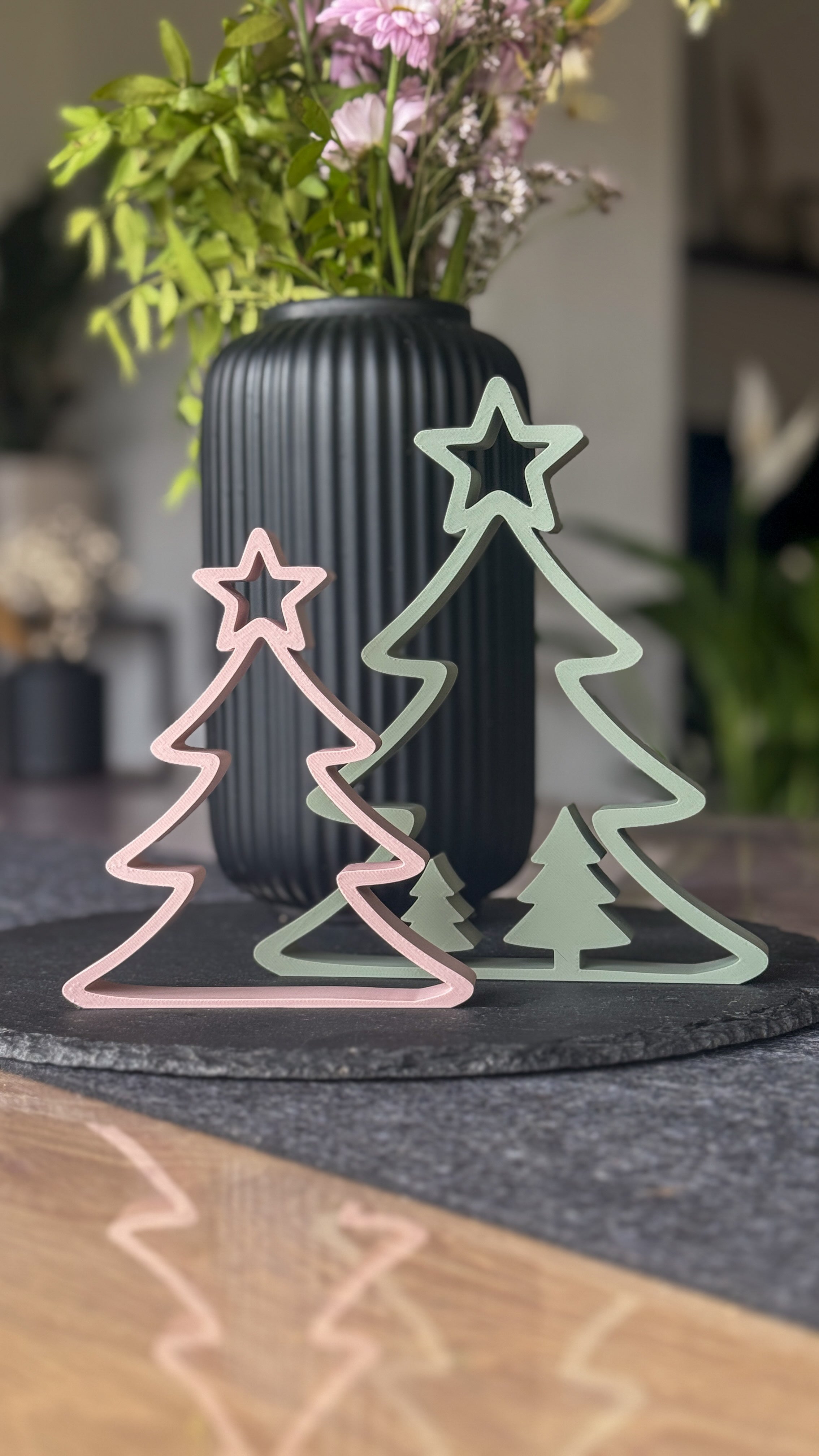 Weihnachtsbaum Deko Set aus PLA – 3D-gedrucktes 2er Set | Moderne Weihnachtsdeko, nachhaltige Geschenkidee