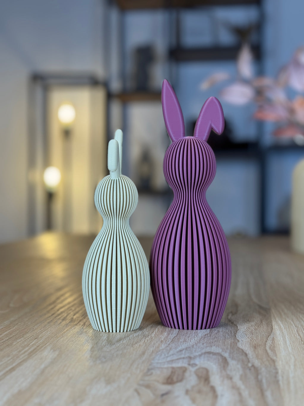 Moderne Hasen Deko aus 3D-Druck – Design-Hasen mit abgeknicktem Ohr aus PLA