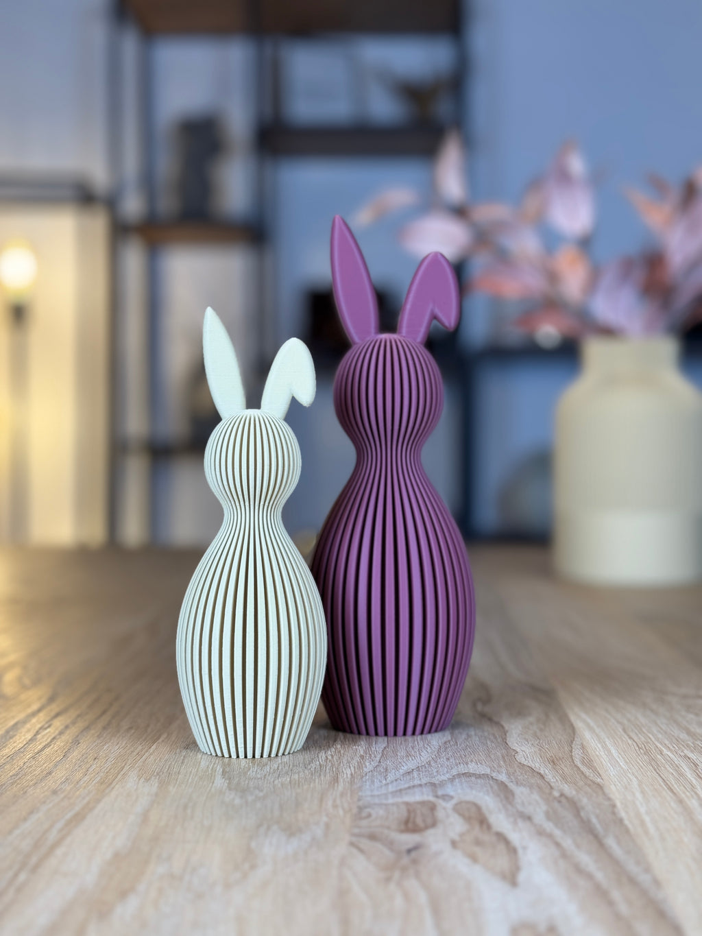 Moderne Hasen Deko aus 3D-Druck – Design-Hasen mit abgeknicktem Ohr aus PLA