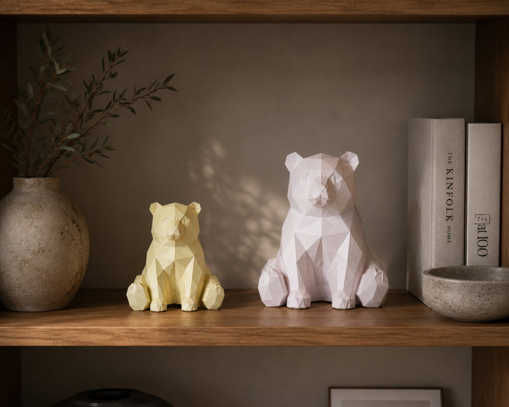 Geometrischer Bär aus PLA – Moderne Low-Poly Dekofigur in 19 Farben