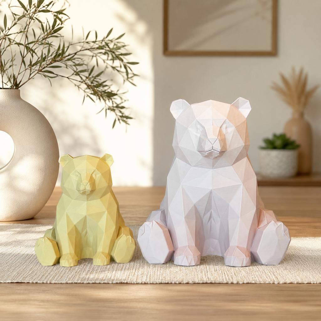 Geometrischer Bär aus PLA – Moderne Low-Poly Dekofigur in 19 Farben