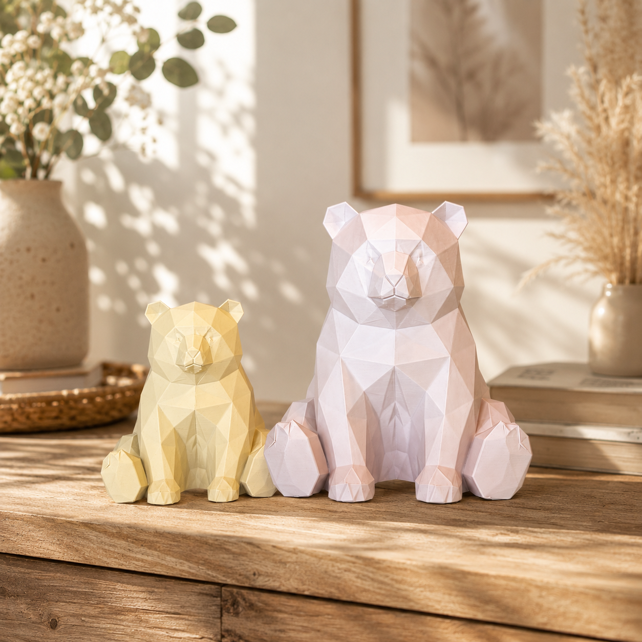 Geometrischer Bär aus PLA – Moderne Low-Poly Dekofigur in 19 Farben