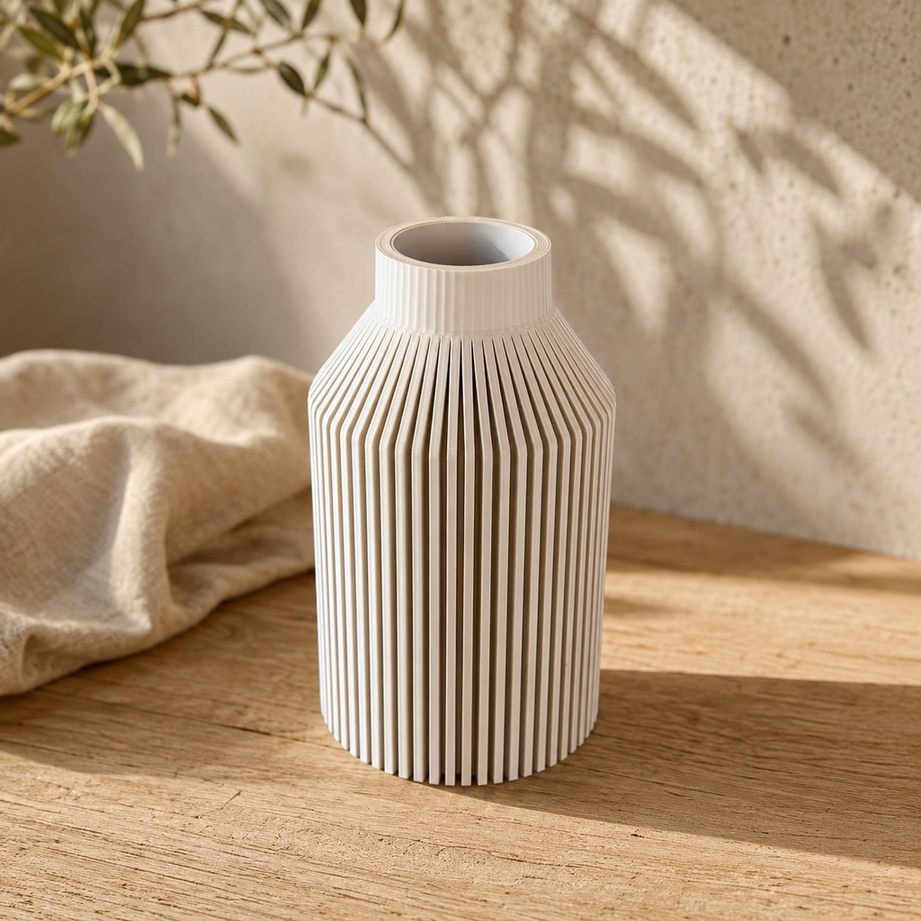 3D Druck Vase, Minimalistisch, Design Vase, geriffelt, Dekovase für Trockenblumen, Nachhaltig, Wohndeko, Geschenkidee, elegant, Skandi