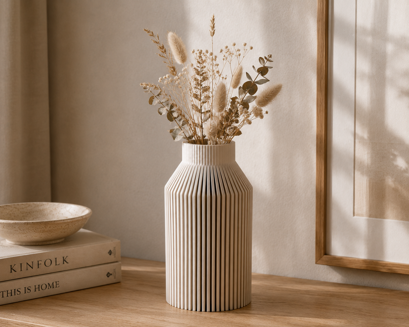 3D Druck Vase, Minimalistisch, Design Vase, geriffelt, Dekovase für Trockenblumen, Nachhaltig, Wohndeko, Geschenkidee, elegant, Skandi