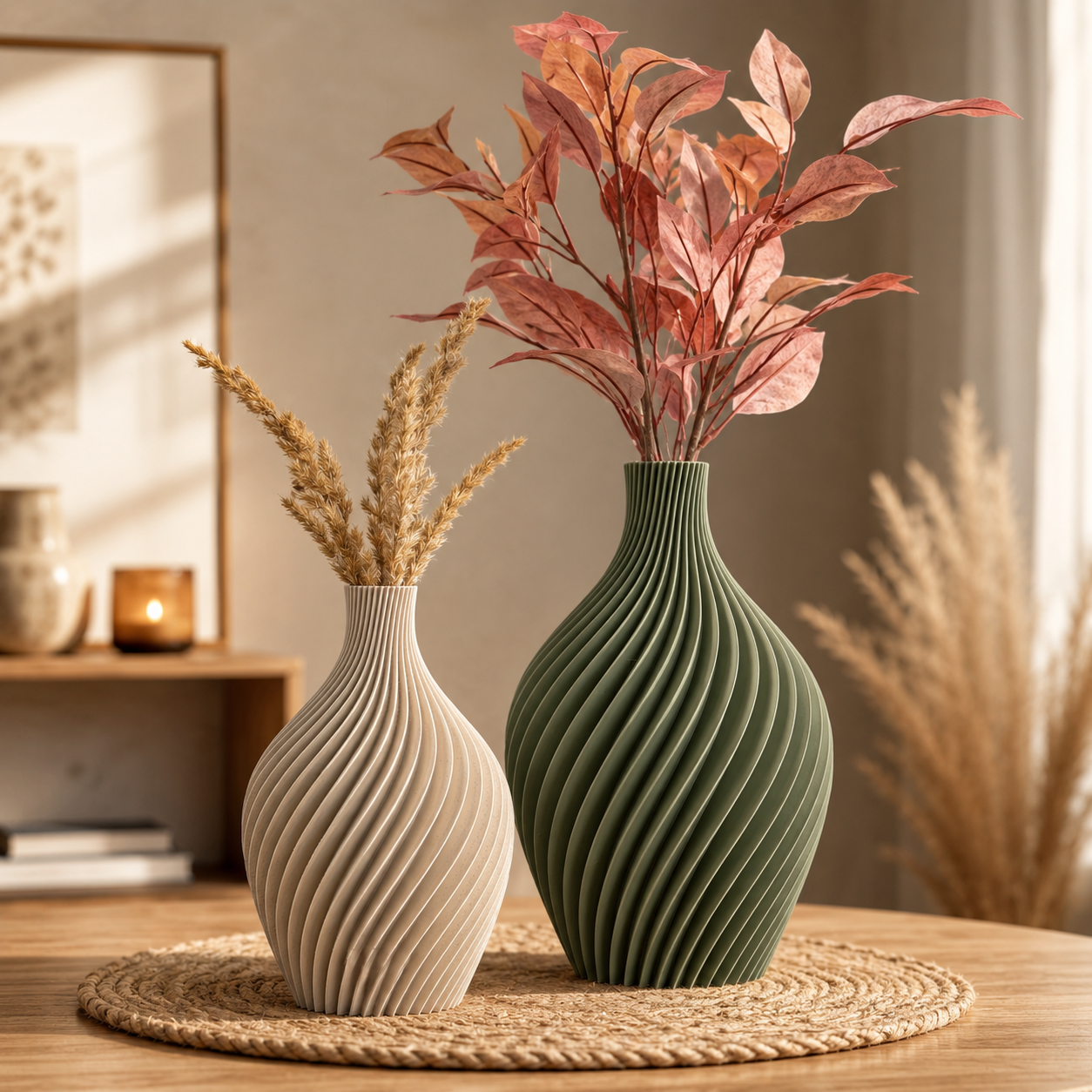 3D Druck Vase, Spiral, Minimalistisch, Dekovase, PLA, Skandi Deko, Geschenkidee, Trockenblumen Vase, Wohnzimmer Deko, Tischdeko, Frühling