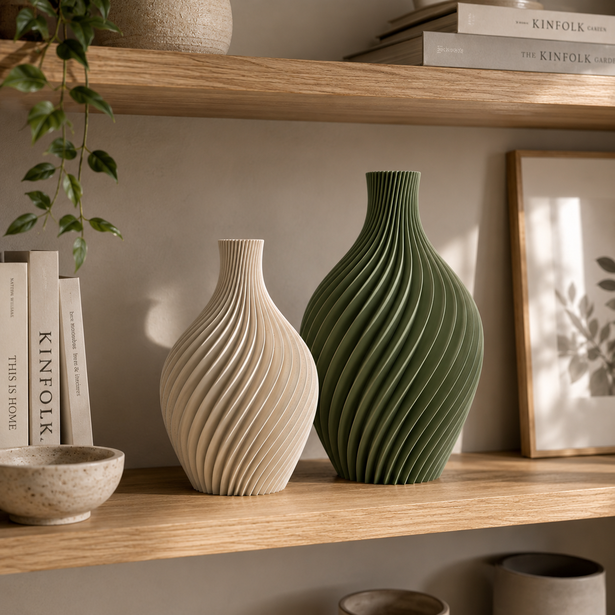 3D Druck Vase, Spiral, Minimalistisch, Dekovase, PLA, Skandi Deko, Geschenkidee, Trockenblumen Vase, Wohnzimmer Deko, Tischdeko, Frühling