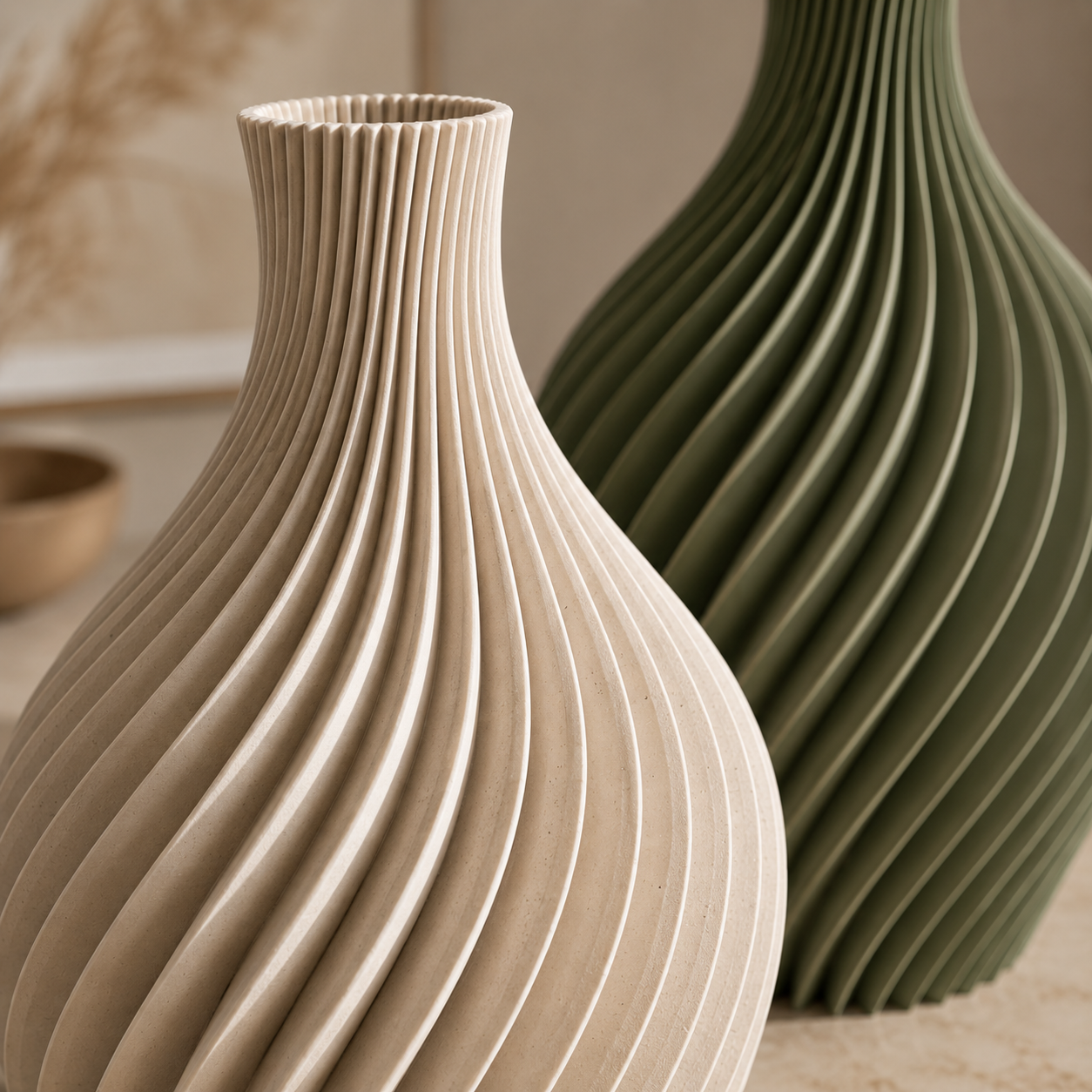 3D Druck Vase, Spiral, Minimalistisch, Dekovase, PLA, Skandi Deko, Geschenkidee, Trockenblumen Vase, Wohnzimmer Deko, Tischdeko, Frühling