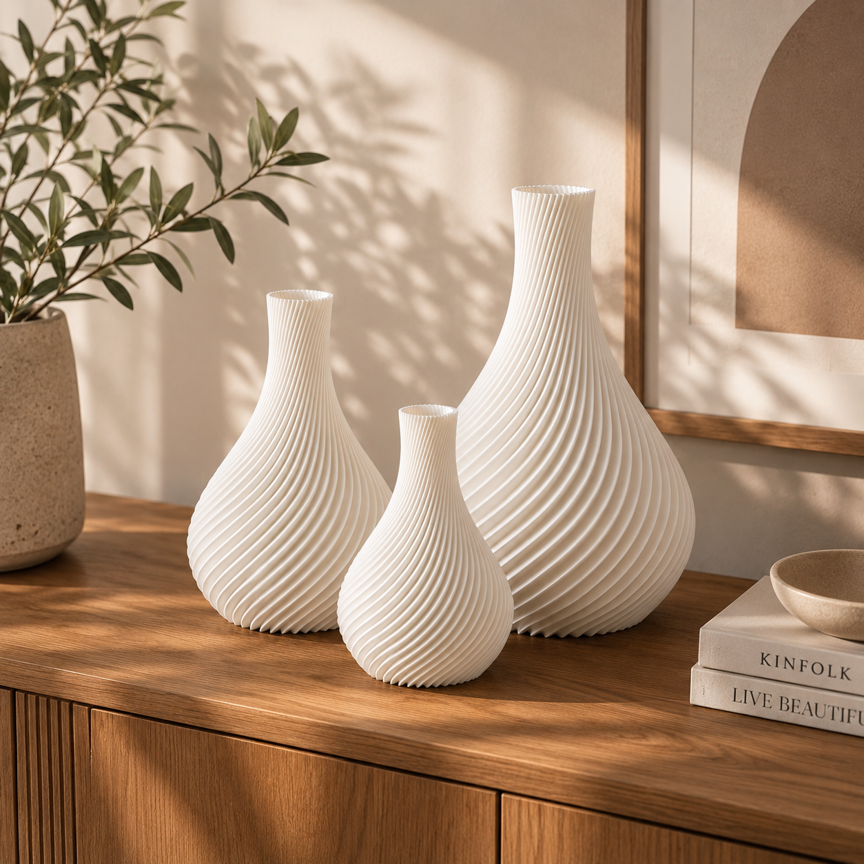 Spiralvase aus PLA – Moderne 3D-gedruckte Designvase | 3 Größen & 19 Farben
