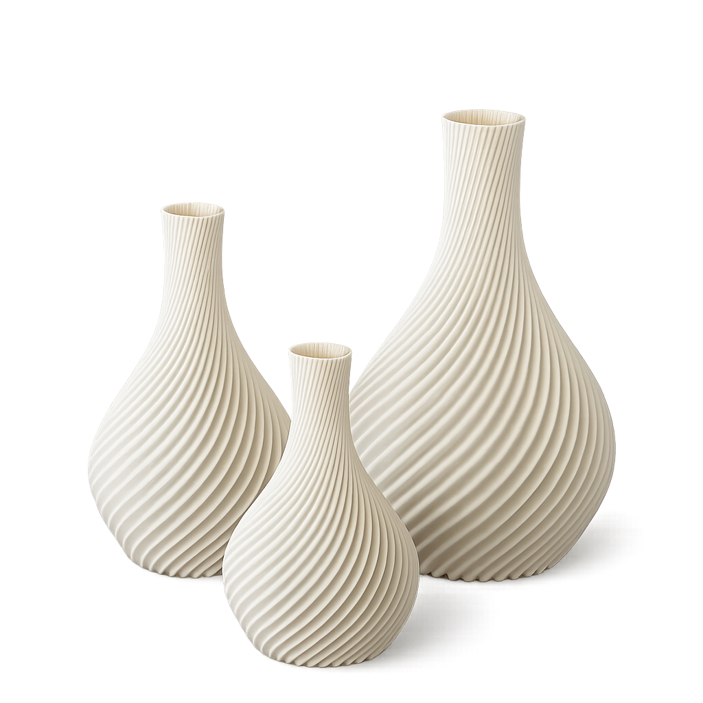 Spiralvase aus PLA – Moderne 3D-gedruckte Designvase | 3 Größen & 19 Farben