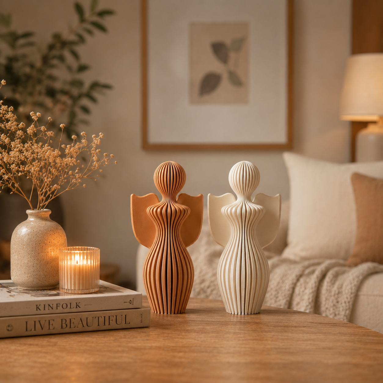 3D gedruckter Engel Dekofigur aus PLA (130 mm) – Moderne Engel Figur, Geschenk & Wohnungsdekoration – 18 Farben