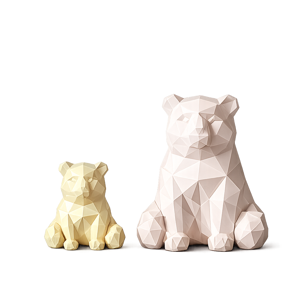 Geometrischer Bär aus PLA – Moderne Low-Poly Dekofigur in 19 Farben