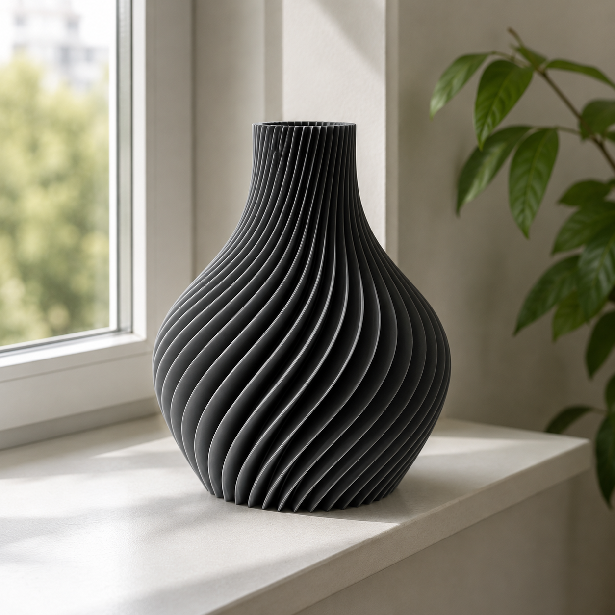 3D-gedruckte Designer-Vase aus PLA – Modernes Twist-Design, 20 cm Höhe – in 18 Farben erhältlich