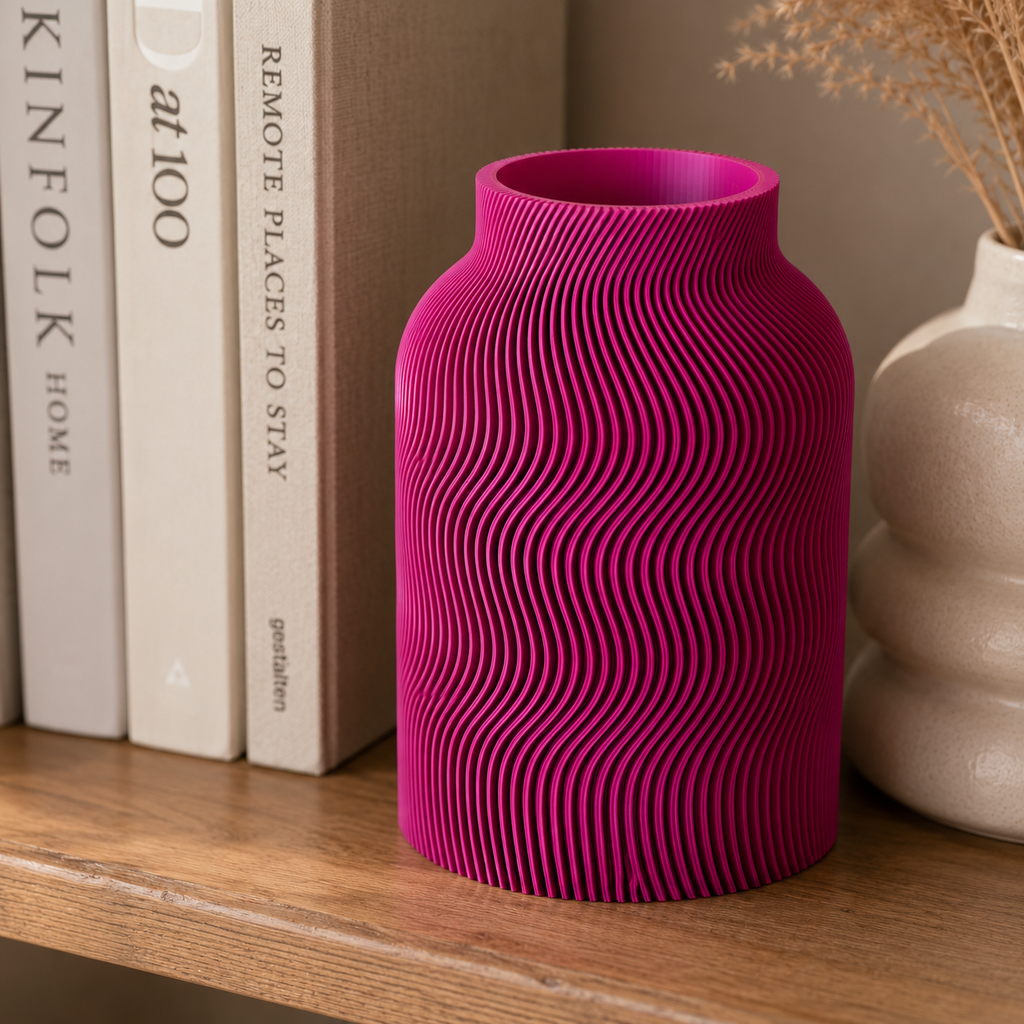 Design Vase „Wave Structure“ – Moderne 3D-Druck Vase aus PLA (18 Farben)