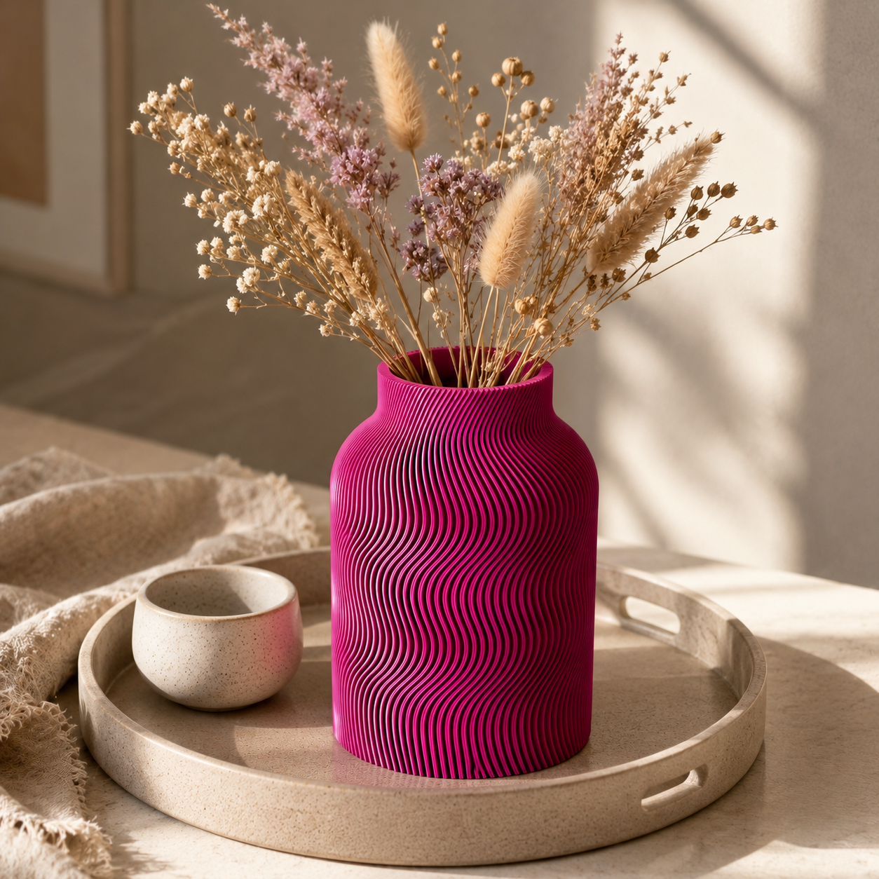 Design Vase „Wave Structure“ – Moderne 3D-Druck Vase aus PLA (18 Farben)