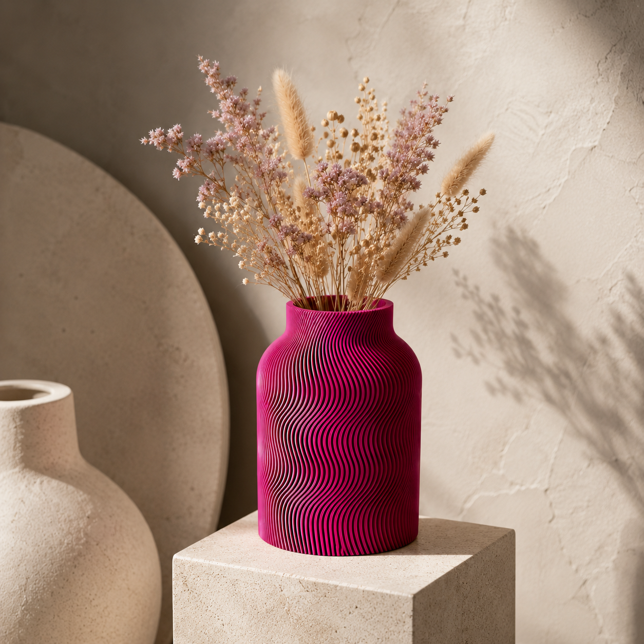 Design Vase „Wave Structure“ – Moderne 3D-Druck Vase aus PLA (18 Farben)