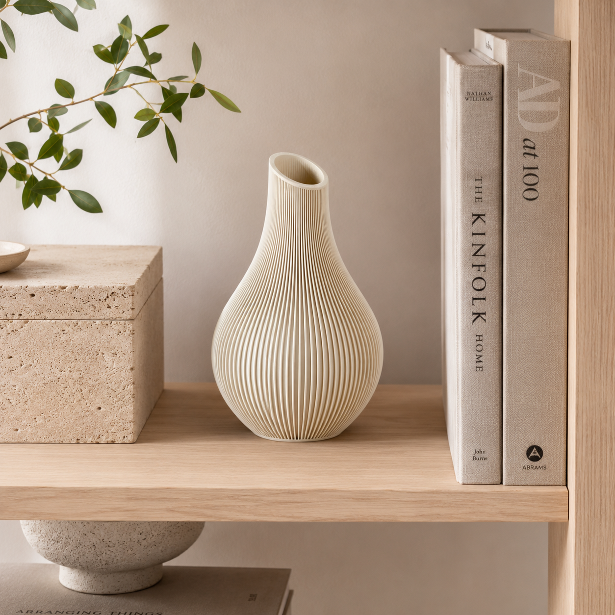 Design Vase „Ribbed Flow“ – Moderne 3D-Druck Vase aus PLA (18 Farben)