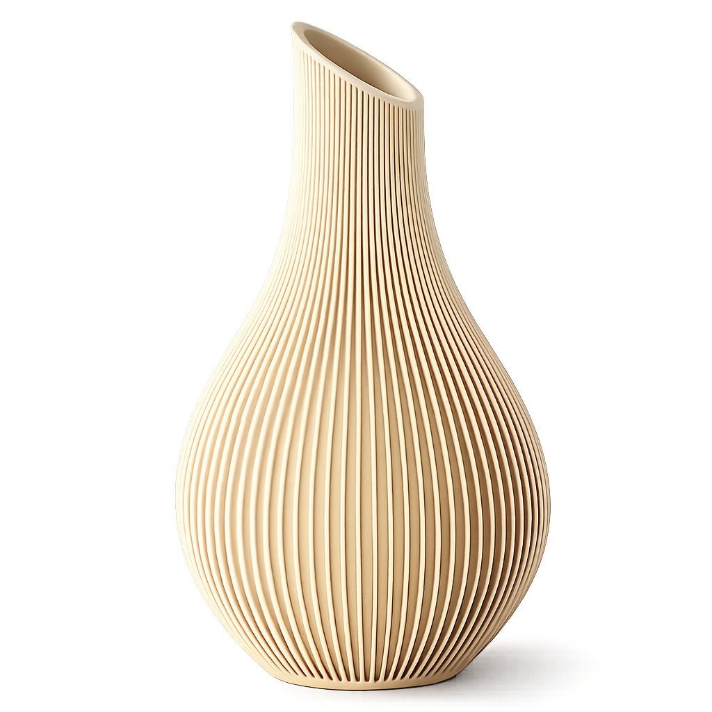 Design Vase „Ribbed Flow“ – Moderne 3D-Druck Vase aus PLA (18 Farben)