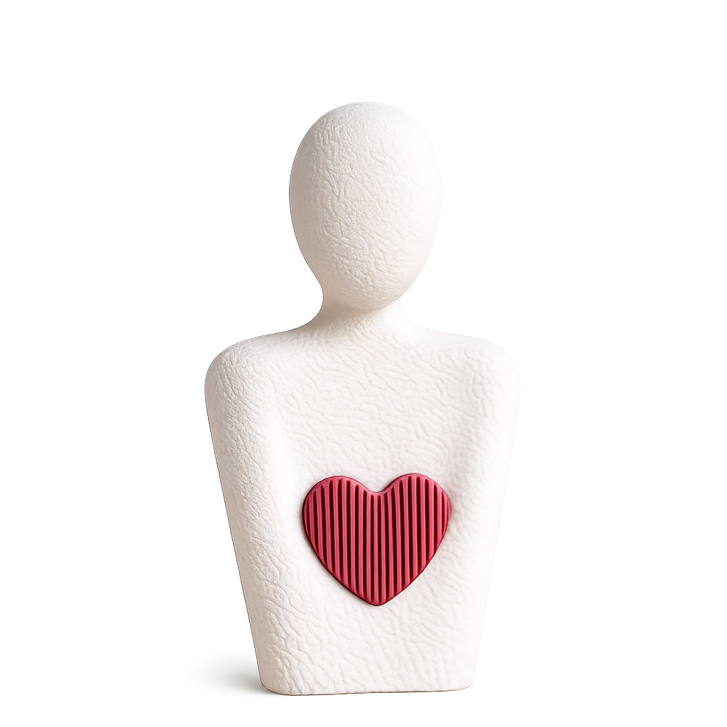 Minimalistische PLA-Skulptur ‚Herz in Umarmung‘ – Symbolfigur der Verbundenheit (133 mm)