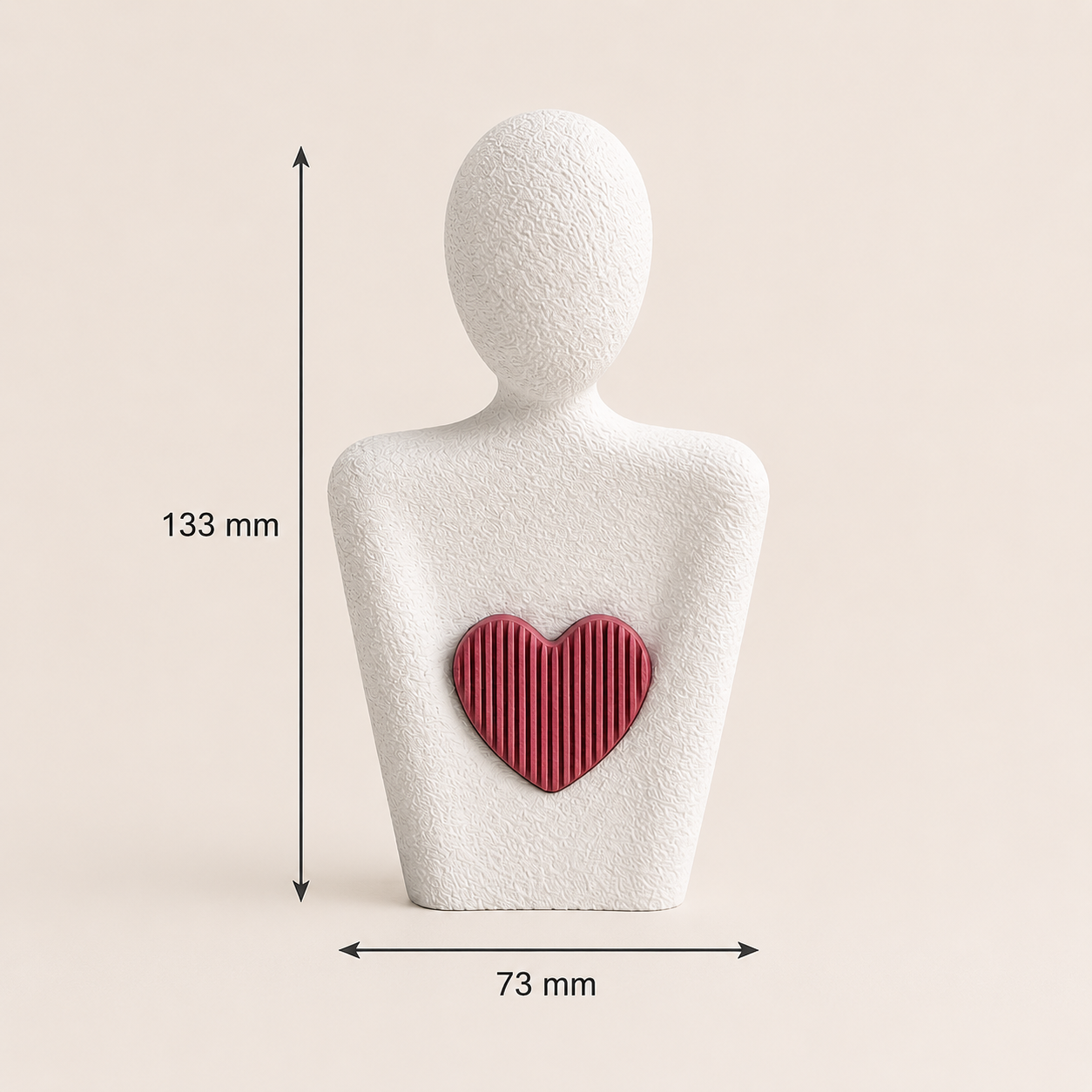 Minimalistische PLA-Skulptur ‚Herz in Umarmung‘ – Symbolfigur der Verbundenheit (133 mm)