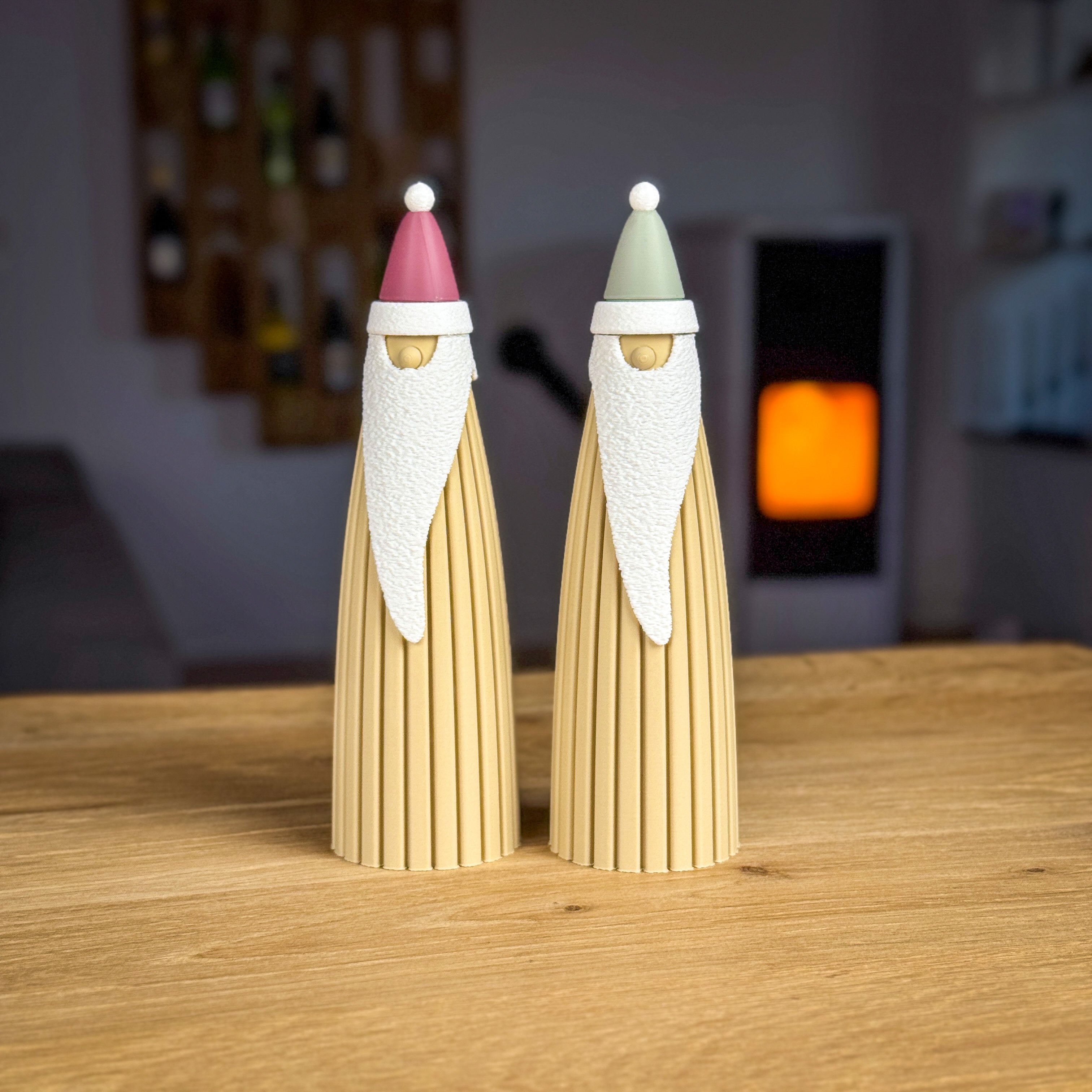 3D-gedruckter Weihnachtsmann mit LED-Teelicht-Funktion – 17,5 cm Dekoration, Mütze in 18 Farben wählbar