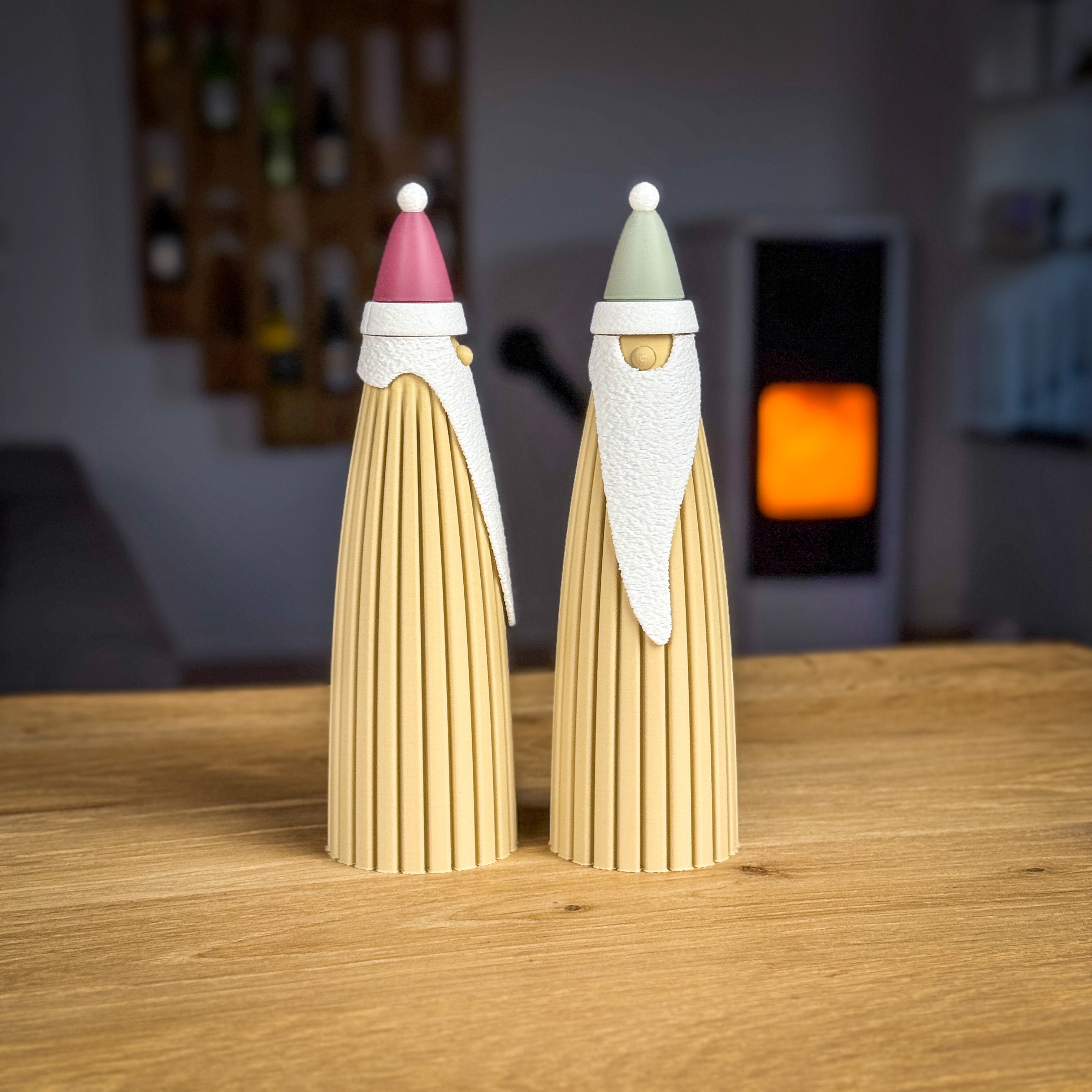 3D-gedruckter Weihnachtsmann mit LED-Teelicht-Funktion – 17,5 cm Dekoration, Mütze in 18 Farben wählbar