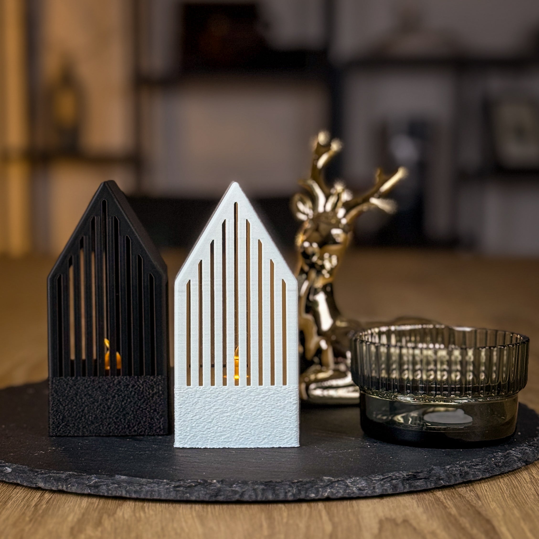 3D-gedrucktes PLA-Teelichthaus – Minimalistische Deko für Teelichter bis 42 mm | 12 cm